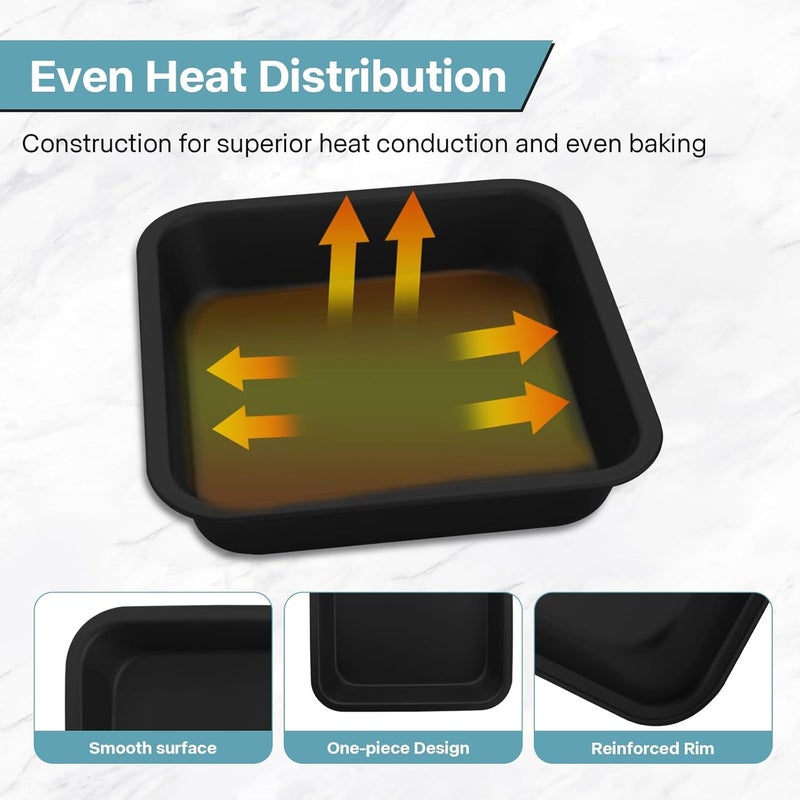 Spmarkt 2-Pack 8x8 Square Cake Pan, Nonstick Brownies Square Cake Pan, 8 inch Square Baking Pan for Making Meat Dishes, Square Cake Pan for Beginners, Easy to Clean - Image 3